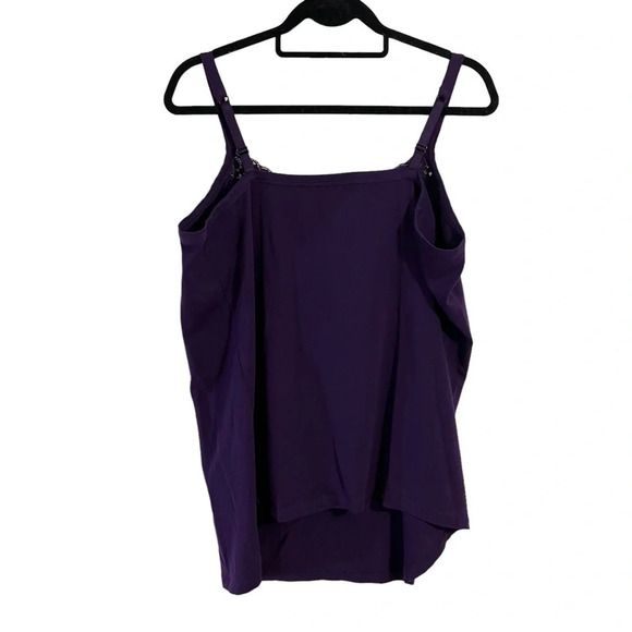 Catherines Purple Suprema Collection Cami Tank Top 1X Adjustable Strap Lace Trim - Picture 4 of 5